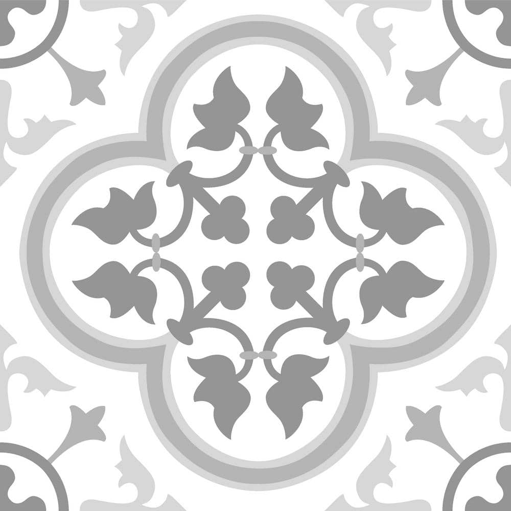 FloorPops Remy Peel and Stick Floor Tiles, 12 in. x 12 in., Grey Pattern, 20 Tiles (20 sq. ft.)