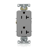 Leviton Decora Plus 20 Amp Industrial Grade Duplex Outlet, Gray