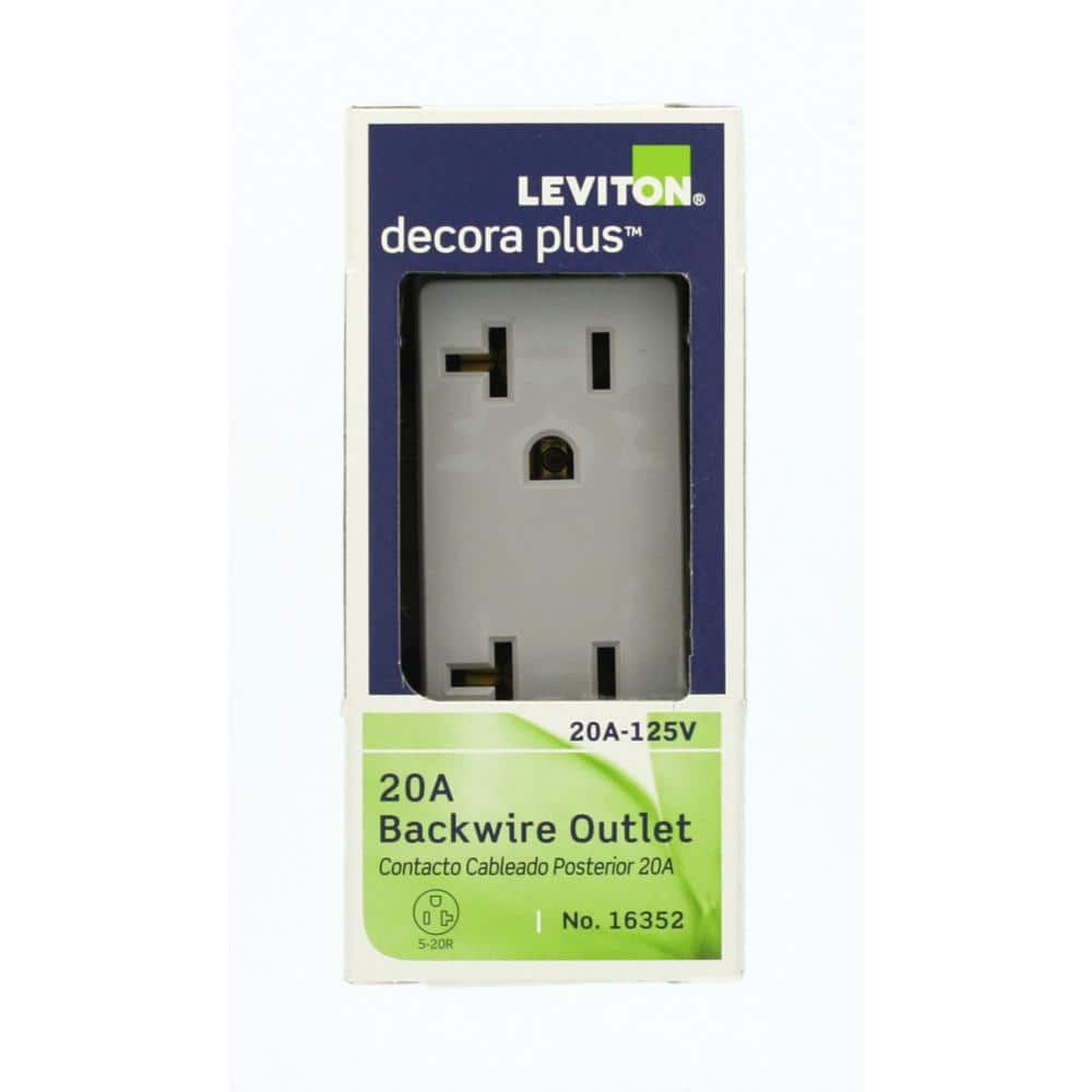 Leviton Decora Plus 20 Amp Industrial Grade Duplex Outlet, Gray