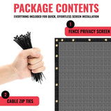 SEALTECH Ultra Heavy-Duty 200 GSM Privacy Fence Screen Grey 4 ft. x 10 ft. Non-Recycled Polyethylene 90% Cable Zip Ties