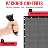 SEALTECH Ultra Heavy-Duty 200 GSM Privacy Fence Screen Grey 8 ft. x 100 ft. Non-Recycled Polyethylene 90% Cable Zip Ties