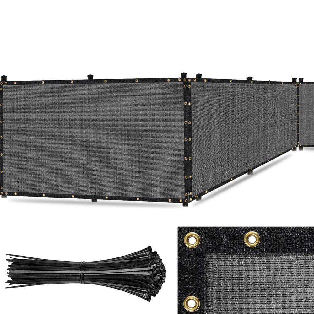 SEALTECH Ultra Heavy-Duty 200 GSM Privacy Fence Screen Grey 8 ft. x 100 ft. Non-Recycled Polyethylene 90% Cable Zip Ties
