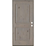 Krosswood Doors 30 in. x 80 in. Knotty Alder 2-Panel Left-Hand Inswing Grey Stain Wood Prehung Front Door