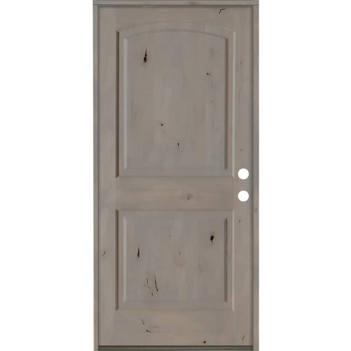 Krosswood Doors 36 in. x 80 in. Knotty Alder 2 Panel Left-Hand/Inswing Grey Stain Wood Prehung Front Door