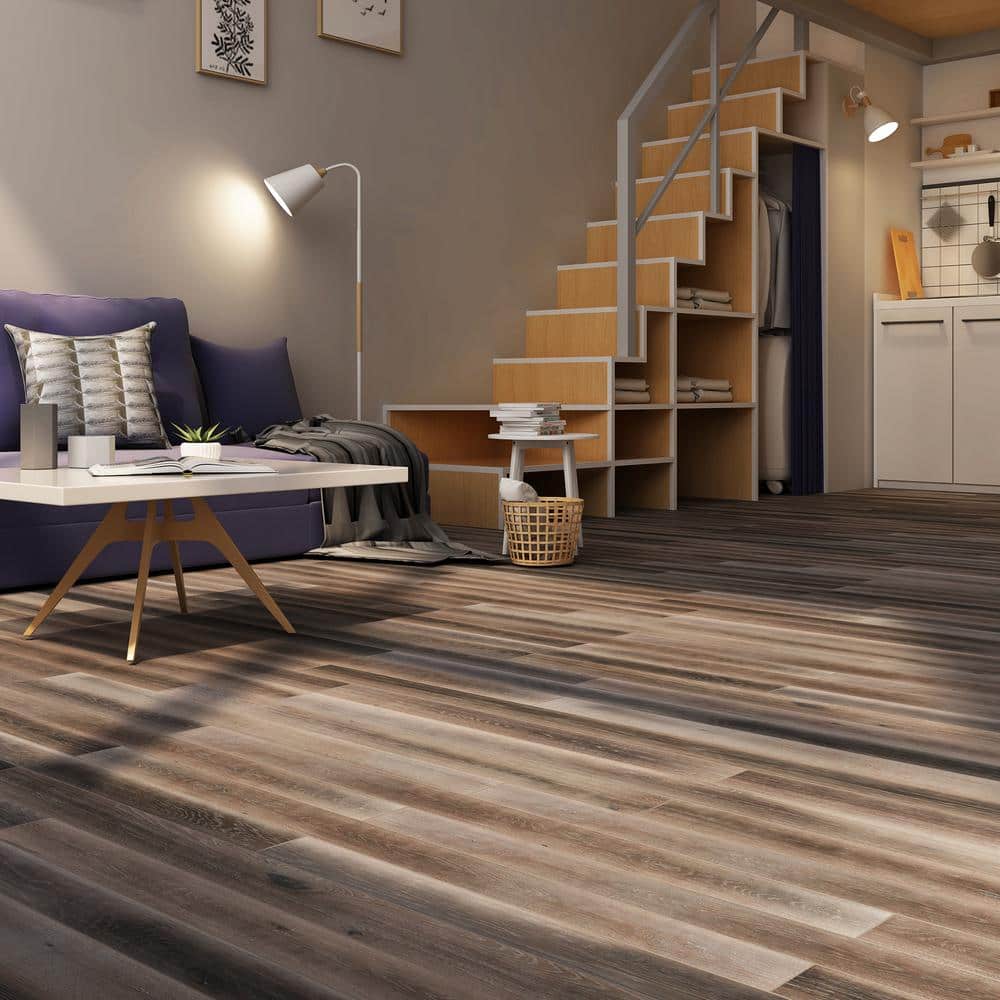 NATU Grey Washed French Oak 3/8 in. T x 7.5 in. W Click Lock Wire Brushed Engineered Hardwood Flooring (19.4 sq.ft./case)
