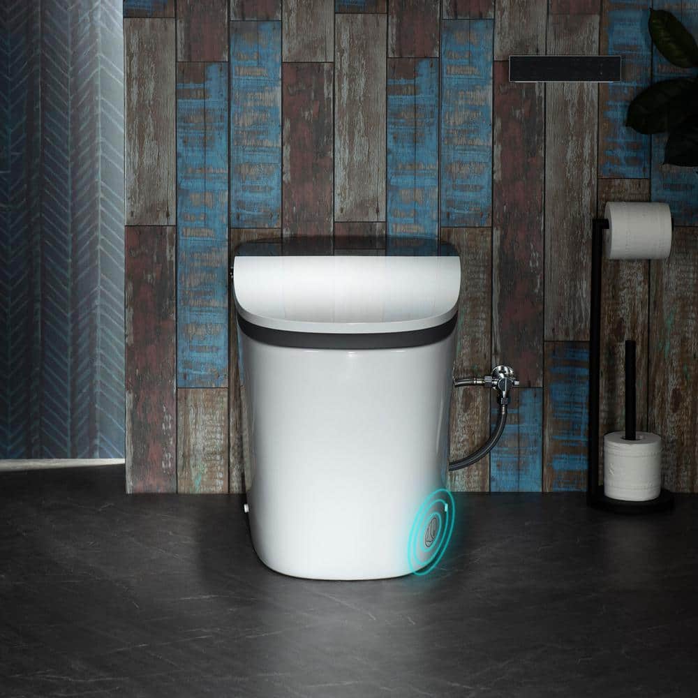 WOODBRIDGE Elongated ADA Smart Bidet Toilet - Grey, 1.28 GPF, Auto Open/Close, Clean Foam Dispenser