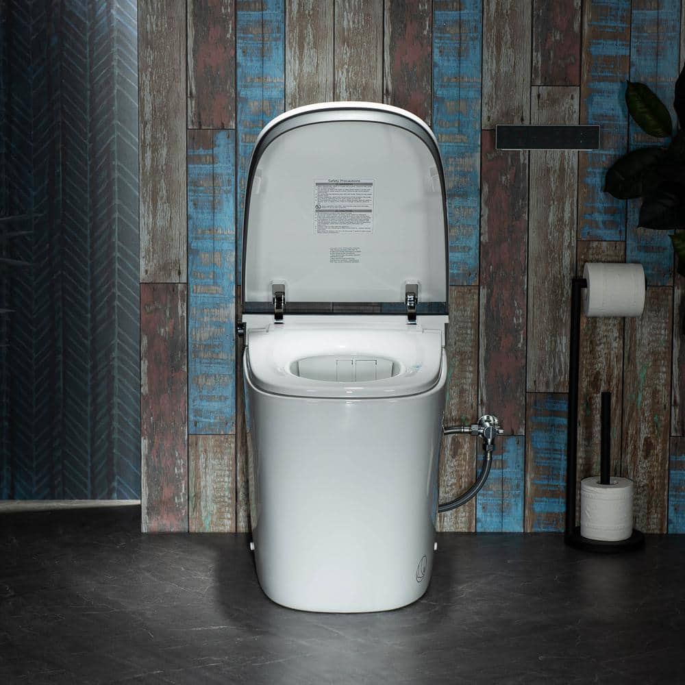 WOODBRIDGE Elongated ADA Smart Bidet Toilet - Grey, 1.28 GPF, Auto Open/Close, Clean Foam Dispenser