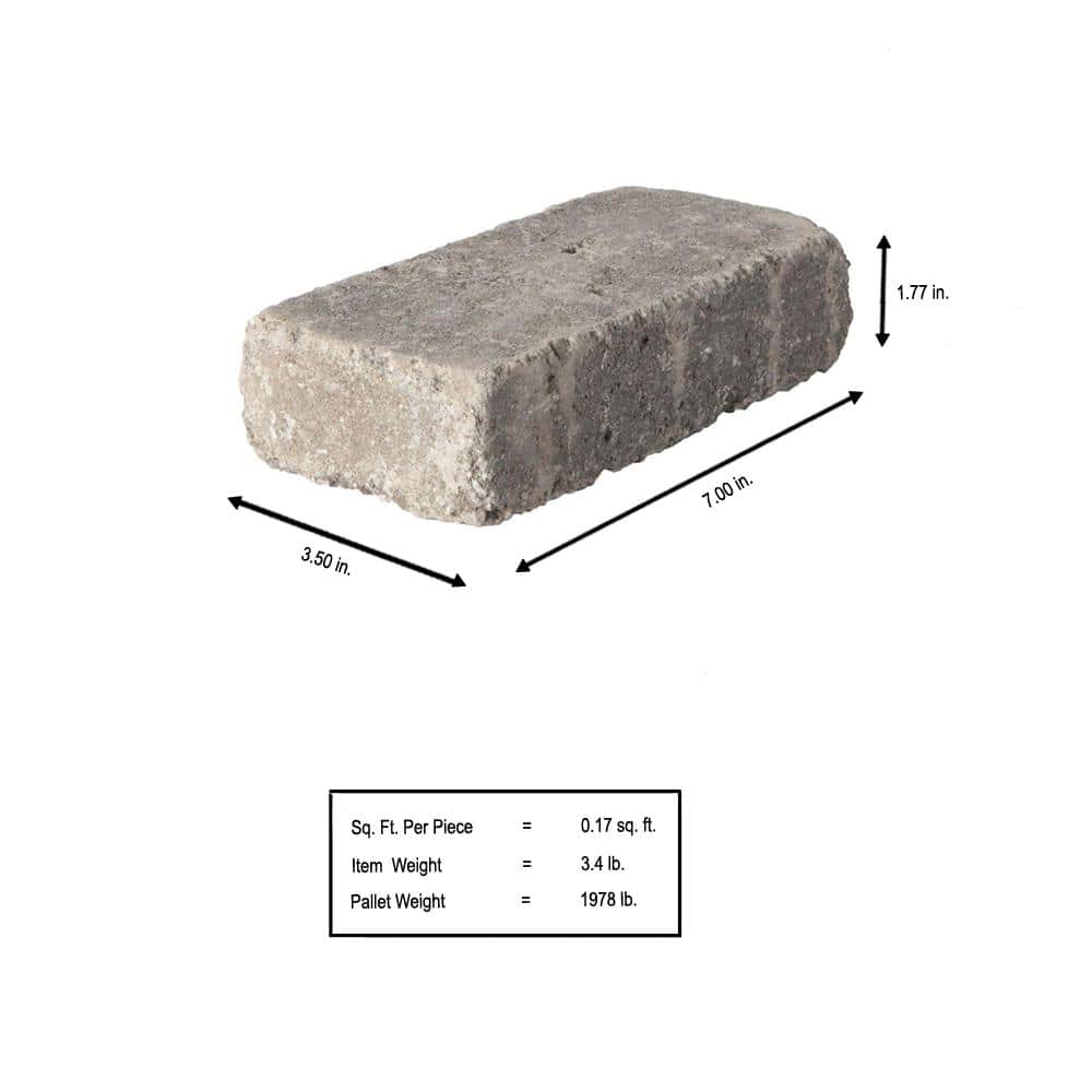Pavestone RumbleStone Mini 7 in. x 3.5 in. x 1.75 in. Greystone Concrete Paver (576 Pcs. / 98 Sq. ft. / Pallet)