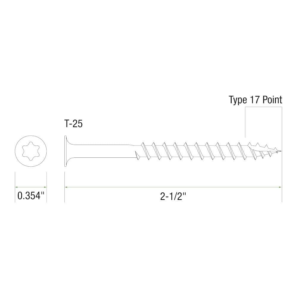 Grip-Rite #10 x 2-1/2 in. 305 Stainless Steel Star Drive Bugle Head Coarse Thread Deck Screws 5 lb. Box