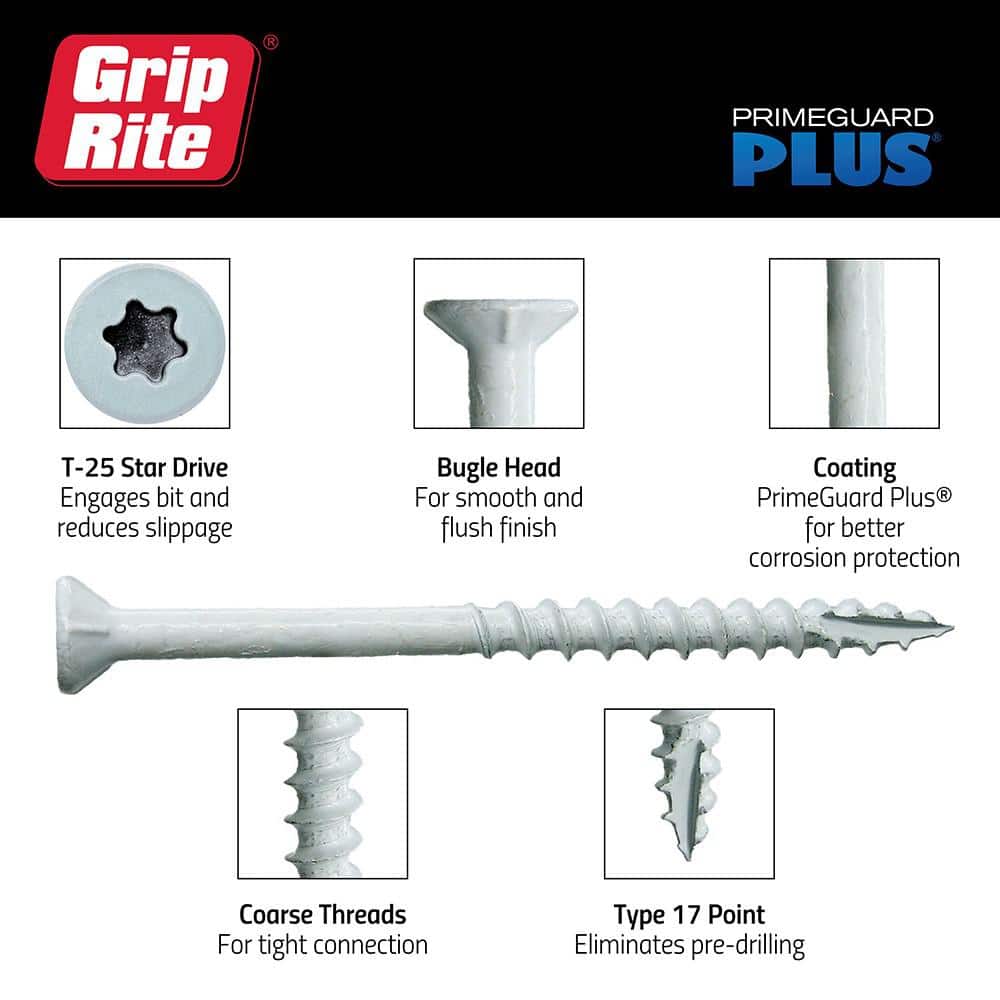 Grip-Rite #8 x 1-5/8 in. Star Drive Bugle Head Coarse Thread Coated Deck Screws 67 per Box