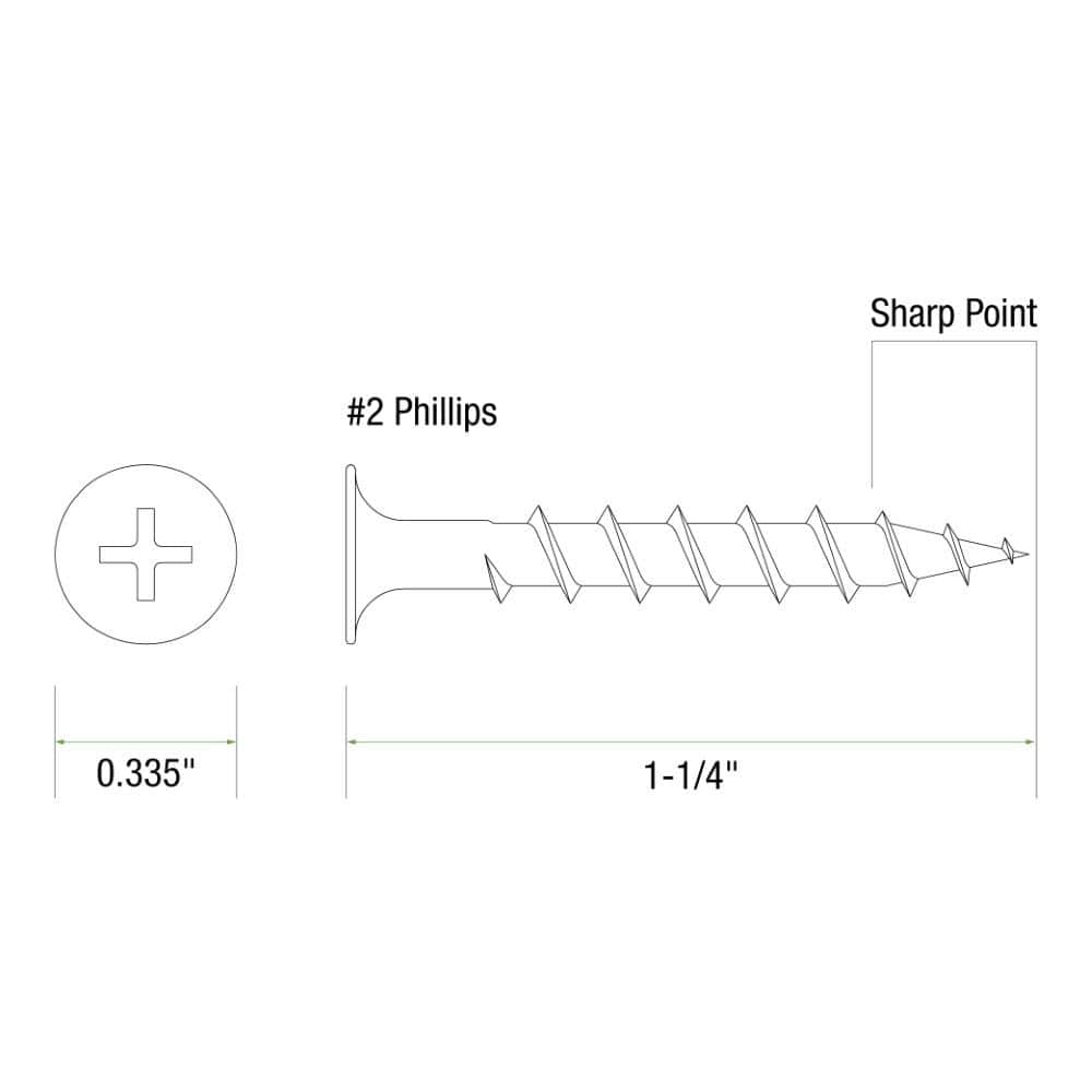 Grip-Rite #8 x 1-1/4 in. #2 Phillips Bugle Head Coarse Thread Coated Exterior Screws 1 lb. Box