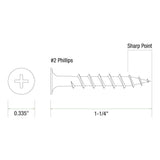 Grip-Rite #8 x 1-1/4 in. #2 Phillips Bugle Head Coarse Thread Coated Exterior Screws 1 lb. Box