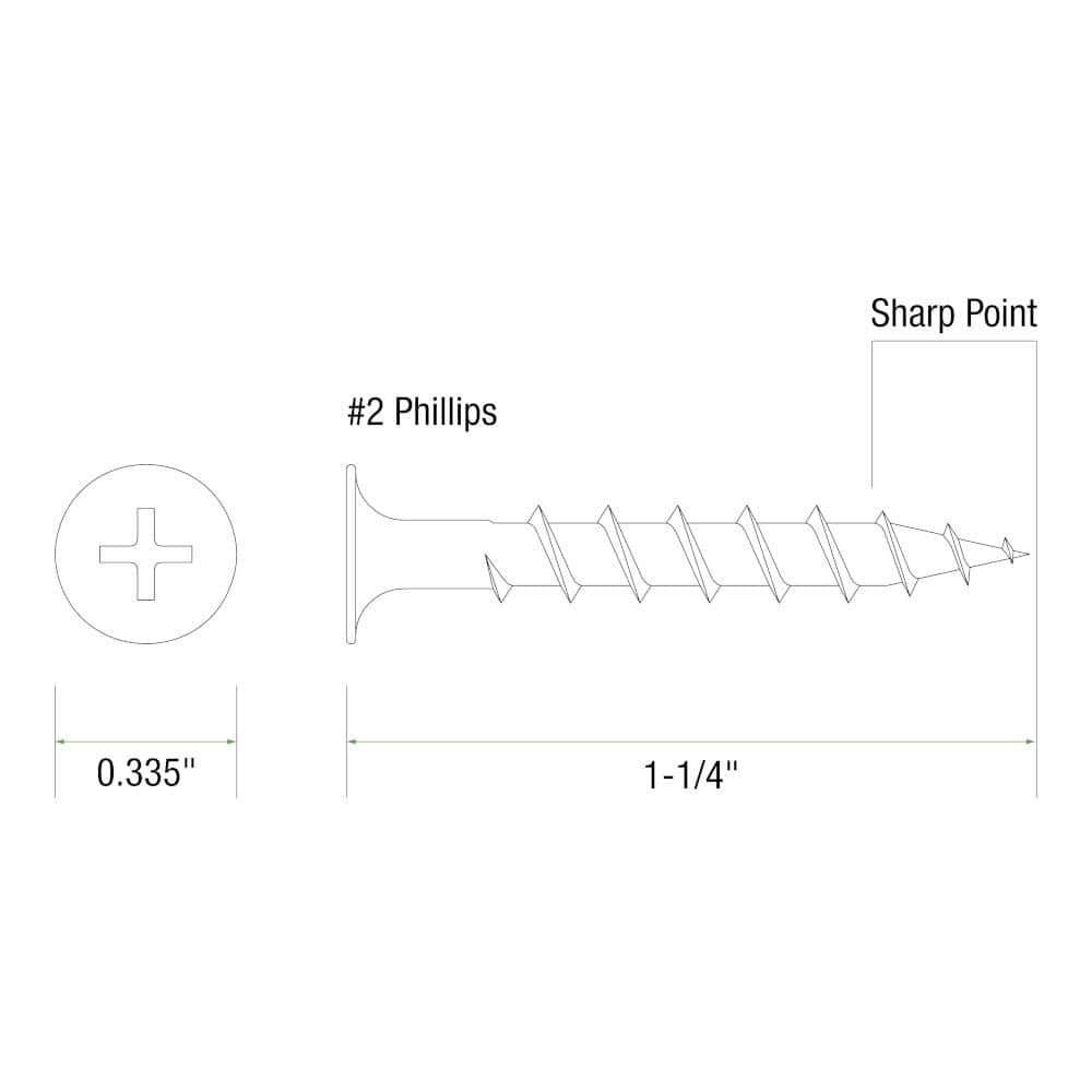 Grip-Rite #8 x 1-1/4 in. #2 Phillips Bugle Head Coarse Thread Coated Exterior Screws 5 lb. Box