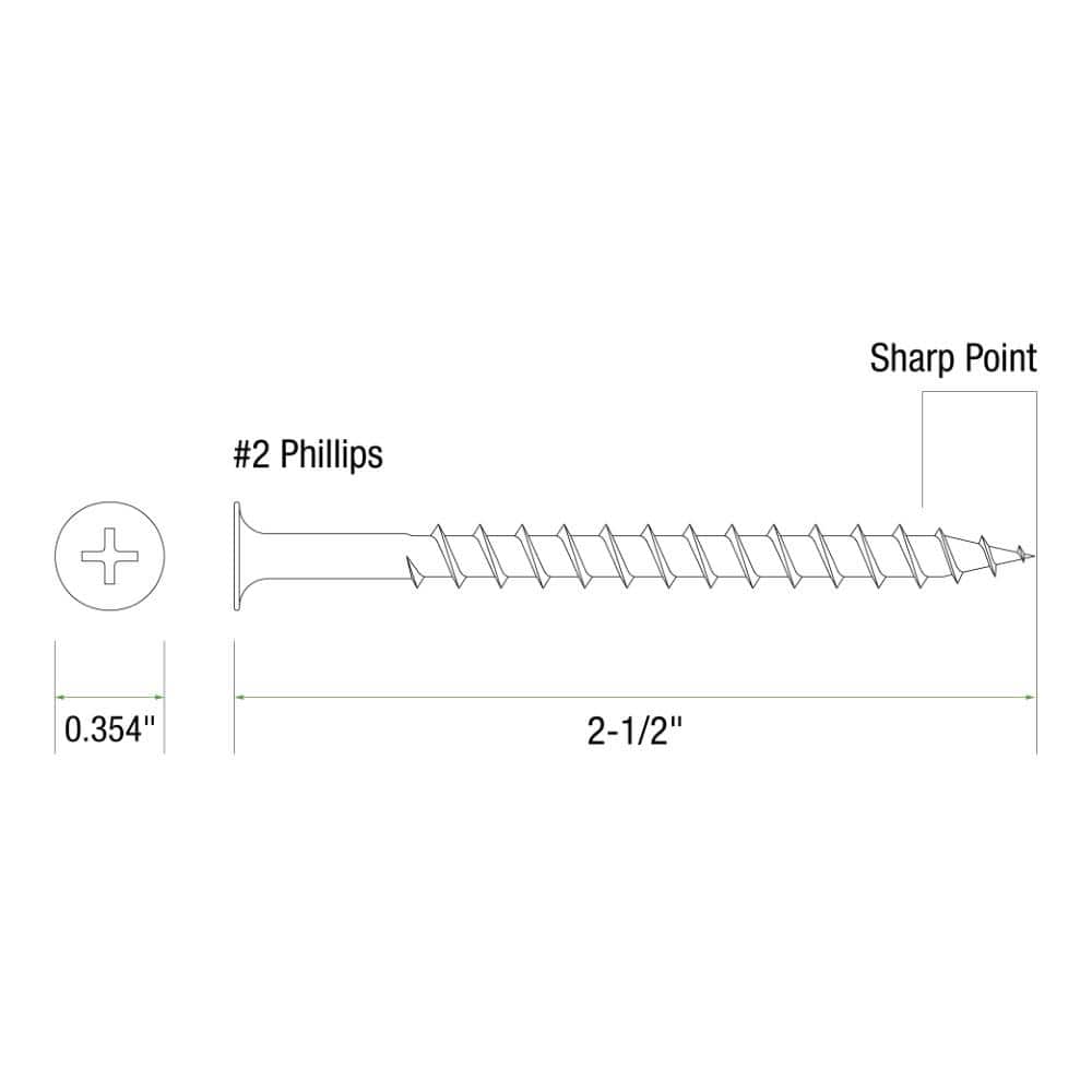 Grip-Rite #9 x 2-1/2 in. #2 Phillips Bugle Head Coarse Thread Coated Exterior Screws 25 lb. Box