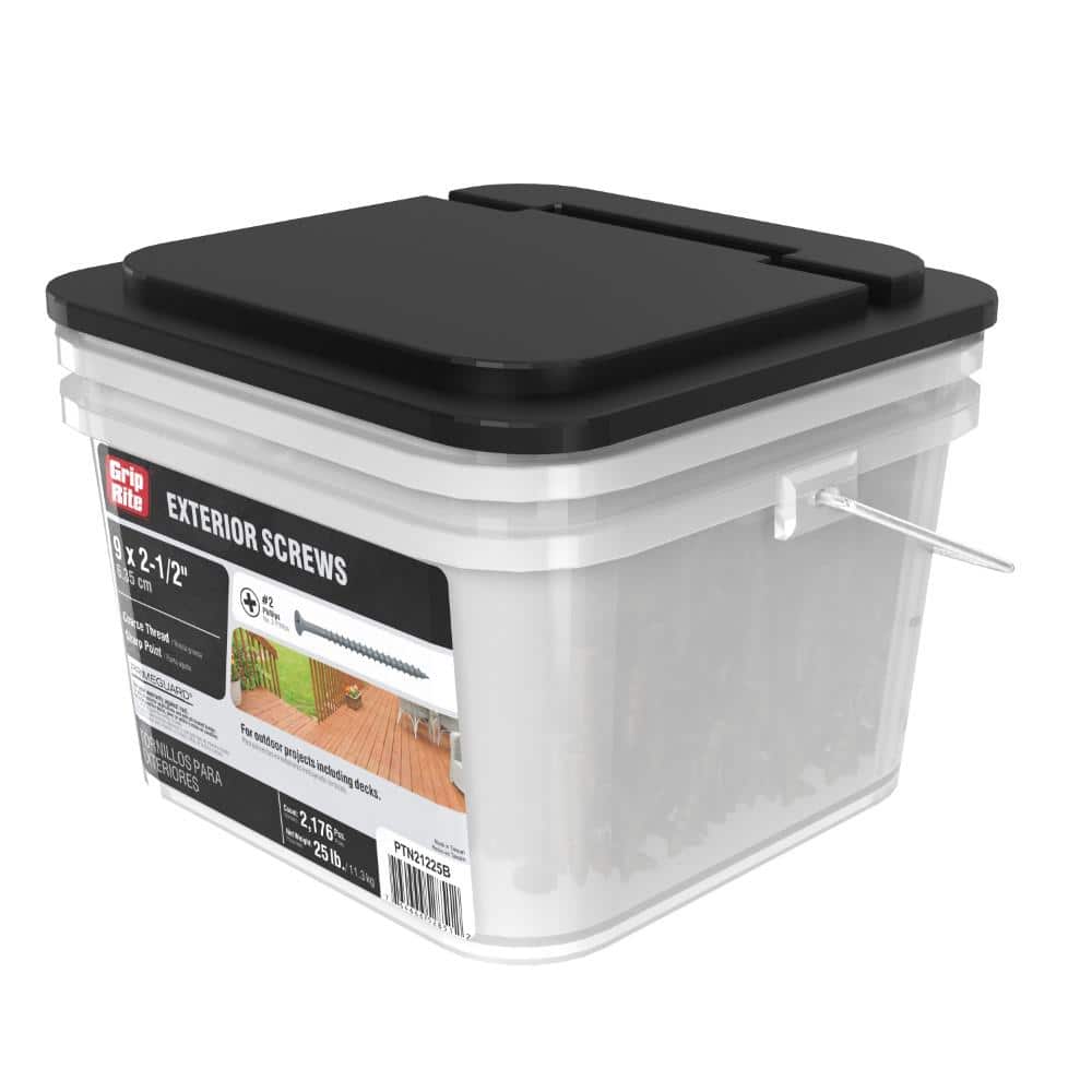 Grip-Rite #9 x 2-1/2 in. #2 Phillips Bugle Head Coarse Thread Coated Exterior Screws 25 lb. Box