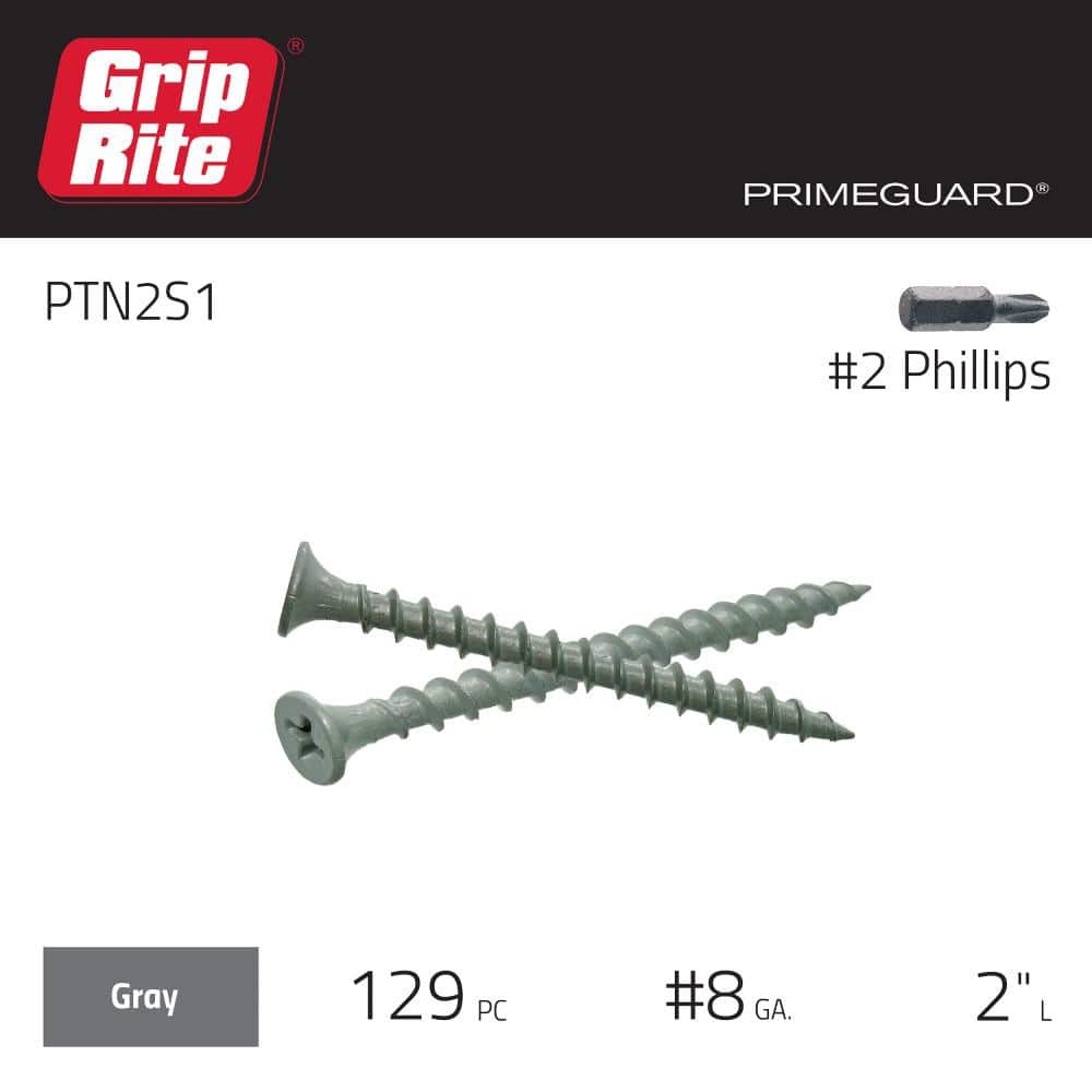 Grip-Rite #8 x 2 in. #2 Phillips Bugle Head Coarse Thread Coated Exterior Screws 1 lb. Box