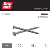 Grip-Rite #8 x 2 in. #2 Phillips Bugle Head Coarse Thread Coated Exterior Screws 1 lb. Box