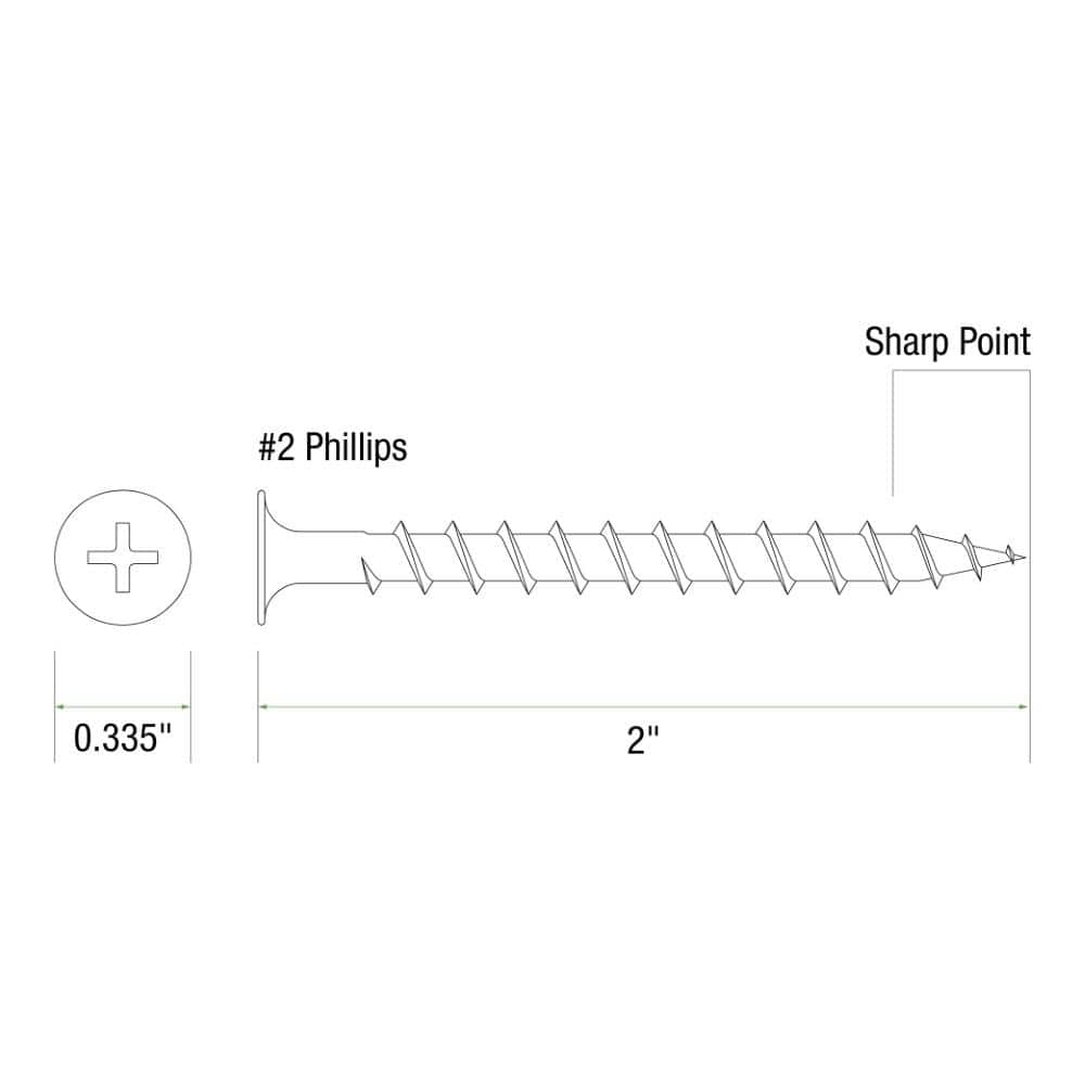 Grip-Rite #8 x 2 in. #2 Phillips Bugle Head Coarse Thread Coated Exterior Screws 5 lb. Box