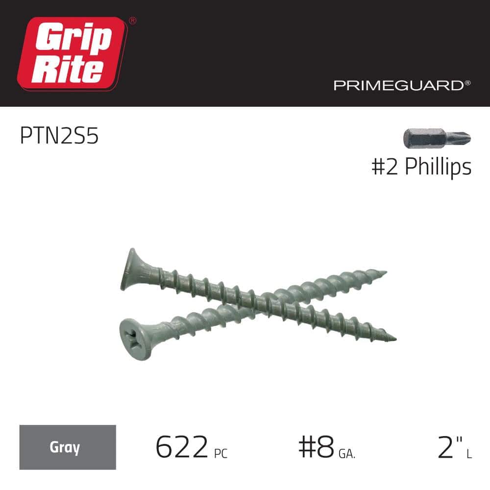 Grip-Rite #8 x 2 in. #2 Phillips Bugle Head Coarse Thread Coated Exterior Screws 5 lb. Box