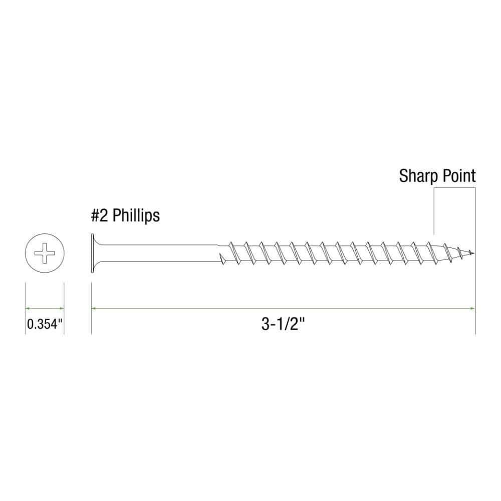 Grip-Rite #10 x 3-1/2 in. #2 Phillips Bugle Head Coarse Thread Coated Exterior Screws 1lb. Box