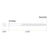 Grip-Rite #10 x 3-1/2 in. #2 Phillips Bugle Head Coarse Thread Coated Exterior Screws 1lb. Box