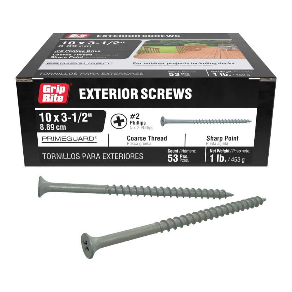 Grip-Rite #10 x 3-1/2 in. #2 Phillips Bugle Head Coarse Thread Coated Exterior Screws 1lb. Box