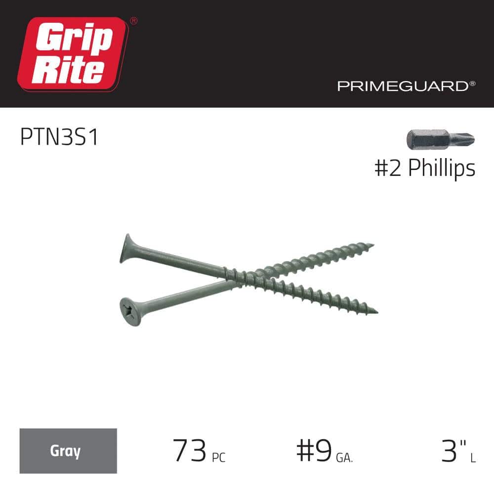 Grip-Rite #9 x 3 in. #2 Phillips Bugle Head Coarse Thread Sharp Point Coated Exterior Screw 1 lb. Box