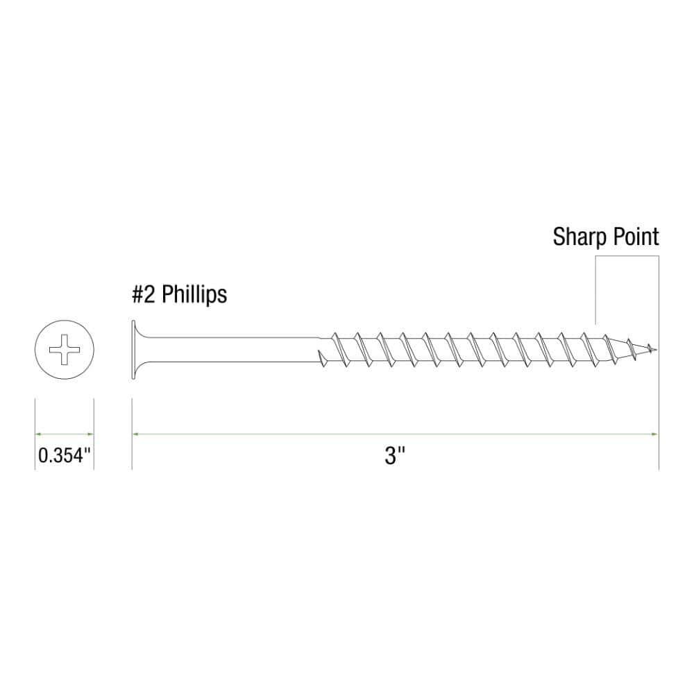 Grip-Rite #9 x 3 in. #2 Phillips Bugle Head Coarse Thread Sharp Point Coated Exterior Screws 5 lb. Box