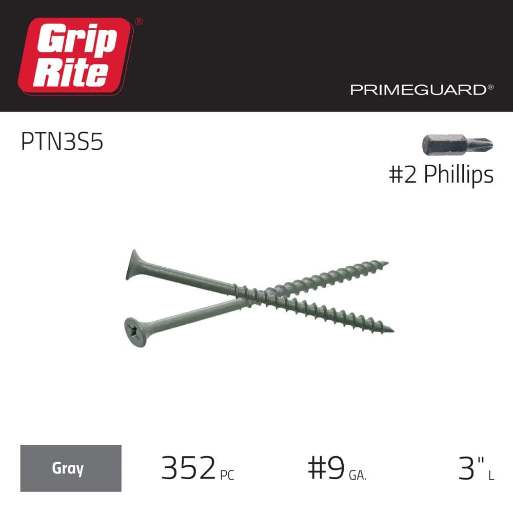 Grip-Rite #9 x 3 in. #2 Phillips Bugle Head Coarse Thread Sharp Point Coated Exterior Screws 5 lb. Box