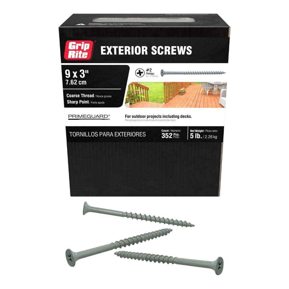 Grip-Rite #9 x 3 in. #2 Phillips Bugle Head Coarse Thread Sharp Point Coated Exterior Screws 5 lb. Box