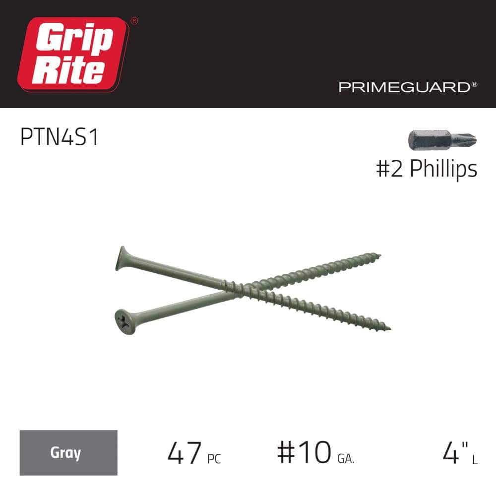 Grip-Rite #10 x 4 in. #2 Phillips Bugle Head Coarse Thread Coated Exterior Screws 1 lb. Box