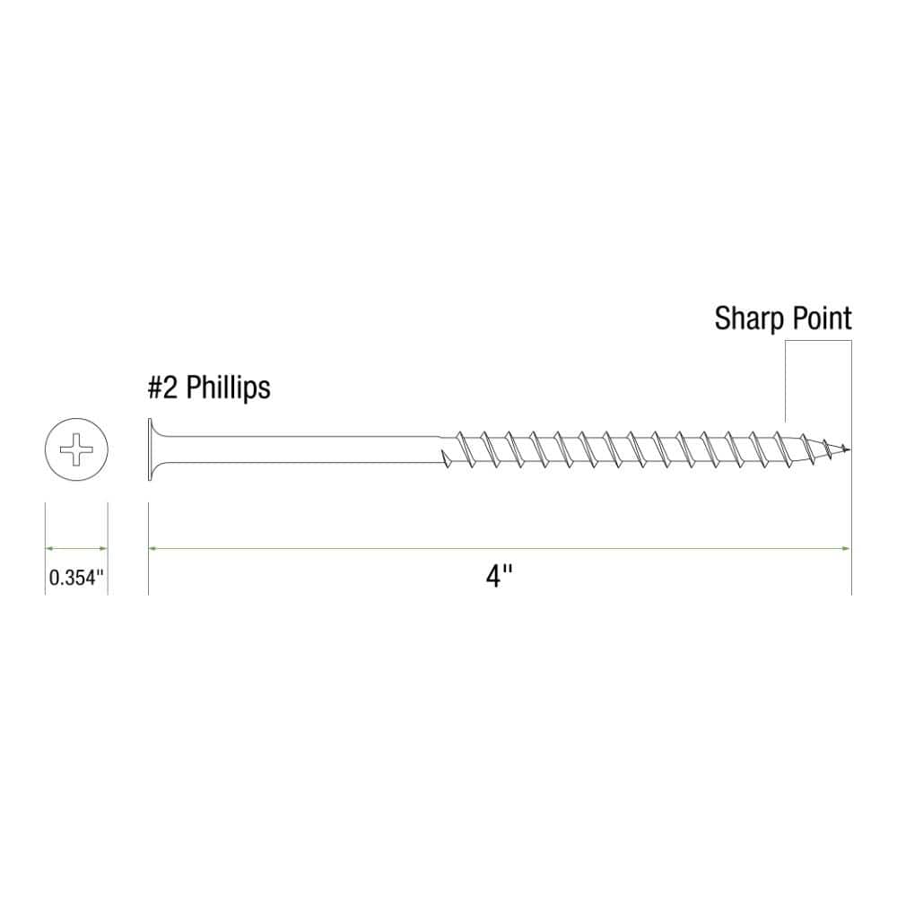 Grip-Rite #10 x 4 in. #2 Phillips Bugle Head Coarse Thread Coated Exterior Screws 5 lb. Box