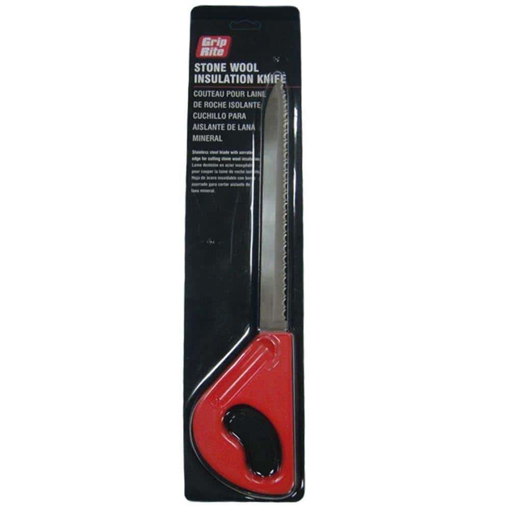 Grip-Rite Stone Wool Insulation Knife – Serrated Stainless Steel Blade, Red Handle (GRKNIFE)