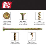 Grip-Rite #8 x 1-5/8 in. Phillips Bugle-Head Construction Screws, Yellow Zinc, 10 lb. Box (Approx. 1,466 pcs)