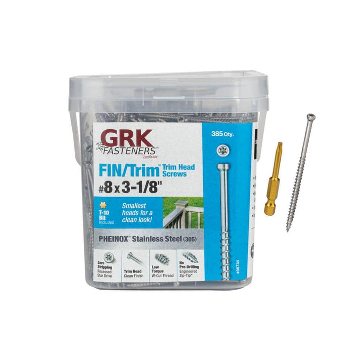 GRK Fasteners #8 x 3-1/8 in. Pheinox Stainless Steel Star Drive Trim Head Fin/Trim Finishing Screw (385-Pack)