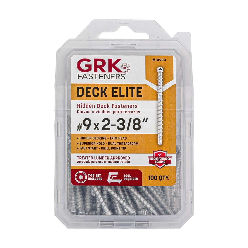 GRK Fasteners #9 x 2-3/8 in. Star Drive Exterior Coated Trim Head Deck Elite Hidden Fastener Deck Screw (100-Pack)