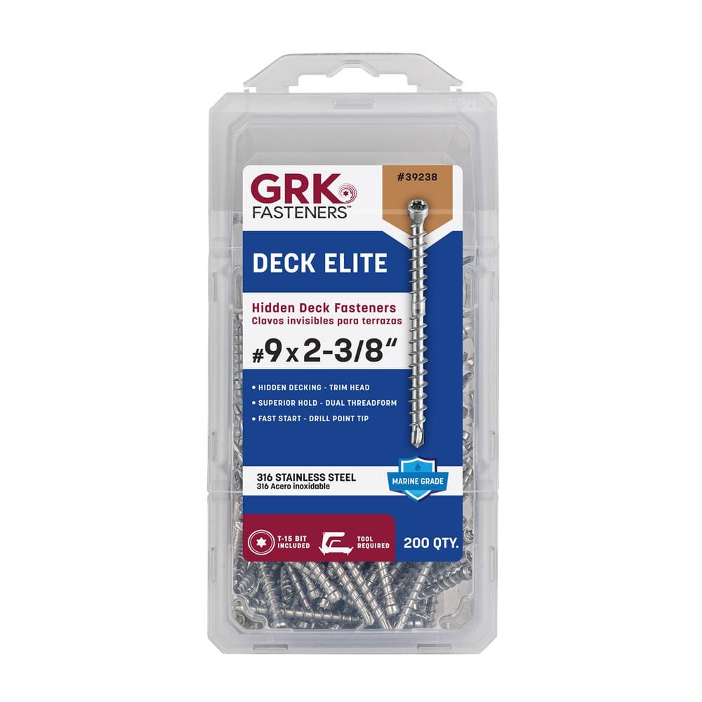 GRK Fasteners #9 x 2-3/8 in. Star Drive Stainless Steel Trim Head Deck Elite Hidden Fastener Deck Screw (200-Pack)