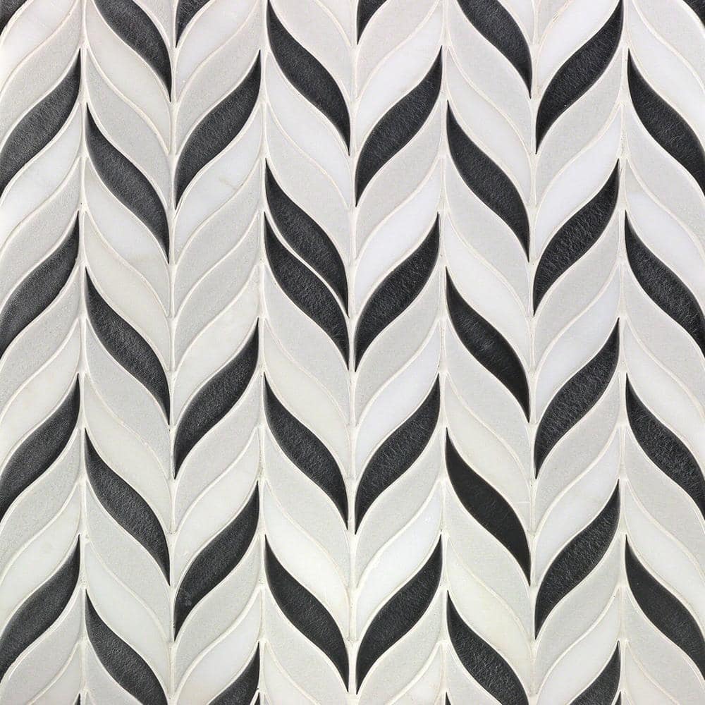 Bond Tile Divine Sprig Gunmetal 11.75 in. x 10.5 in. Marble and Ceramic Mosaic Tile (0.86 Sq. Ft. per Sheet)