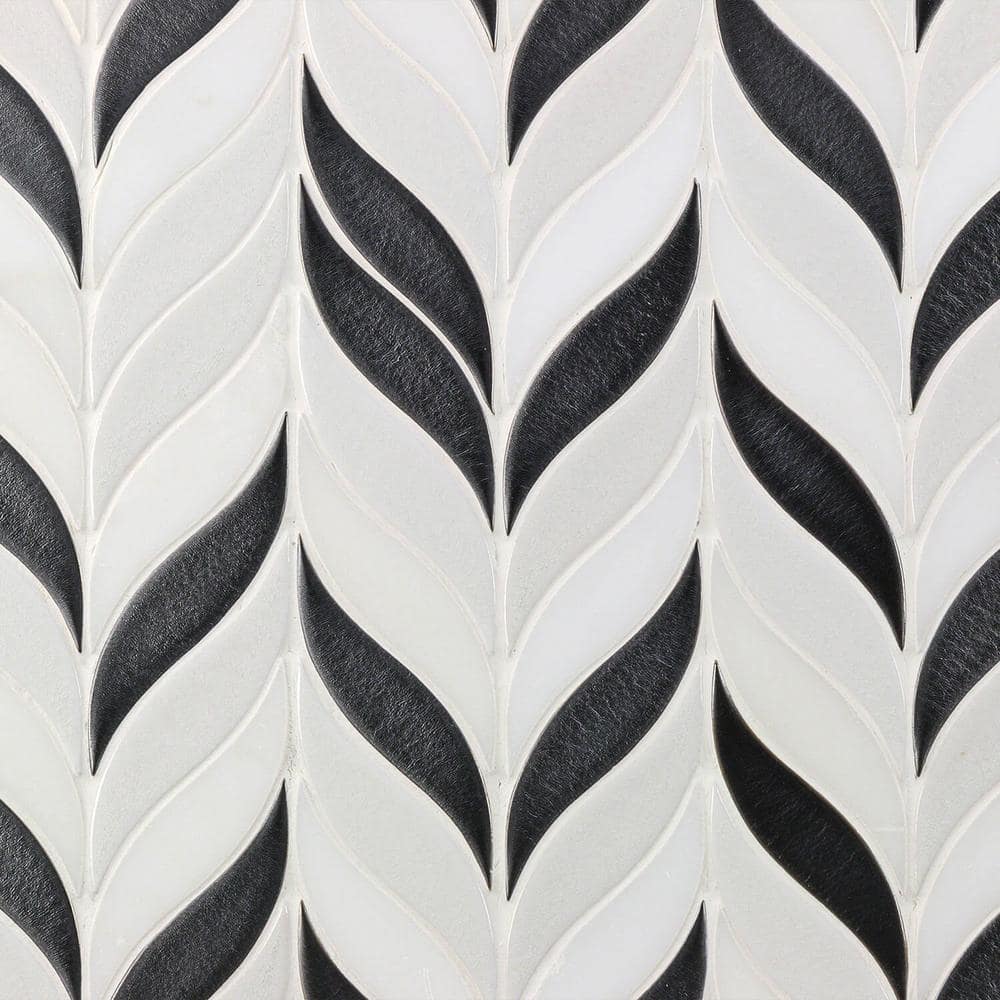 Bond Tile Divine Sprig Gunmetal 11.75 in. x 10.5 in. Marble and Ceramic Mosaic Tile (0.86 Sq. Ft. per Sheet)