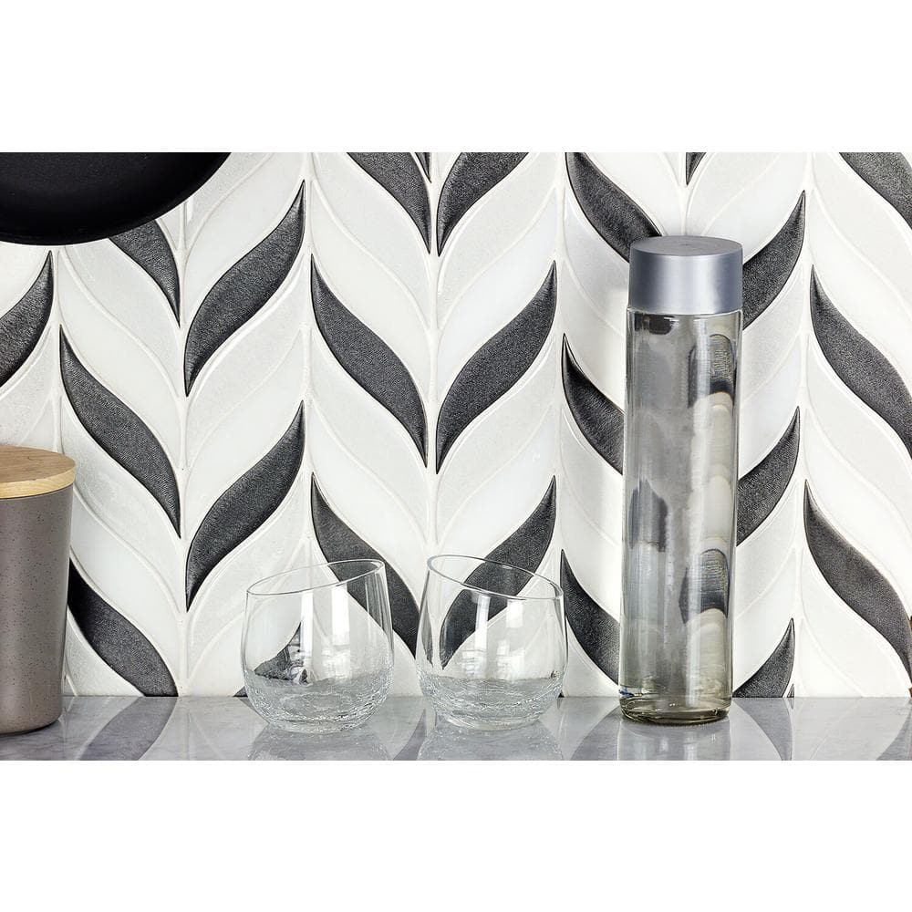 Bond Tile Divine Sprig Gunmetal 11.75 in. x 10.5 in. Marble and Ceramic Mosaic Tile (0.86 Sq. Ft. per Sheet)