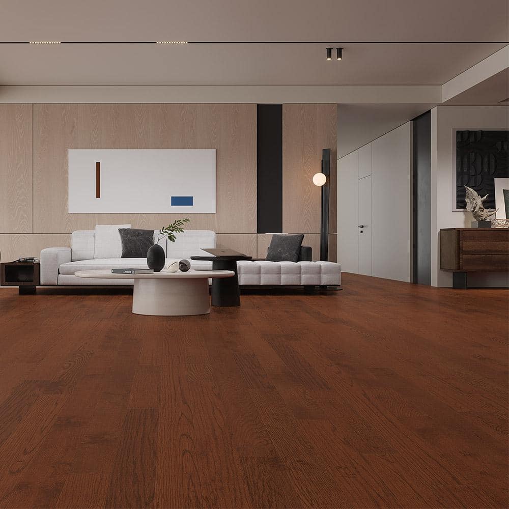 Selkirk Gunstock Oak 3/8 in. T x 3 in. W Tongue and Groove Smooth Engineered Hardwood Flooring (35.34 sq.ft./case)