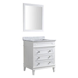 ANZZI Wineck Series 36-in White Single Sink Bathroom Vanity with Carrara White Natural Marble Top (Mirror Included)