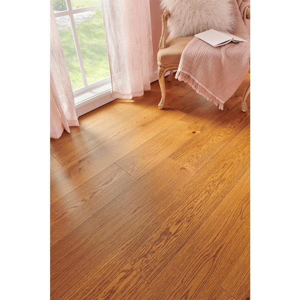 Pergo Defense+ Hales Oak 3/8 in. T x 7.5 in. W Click Lock Wire Brushed Engineered Hardwood Flooring (24.5 sq.ft./case)