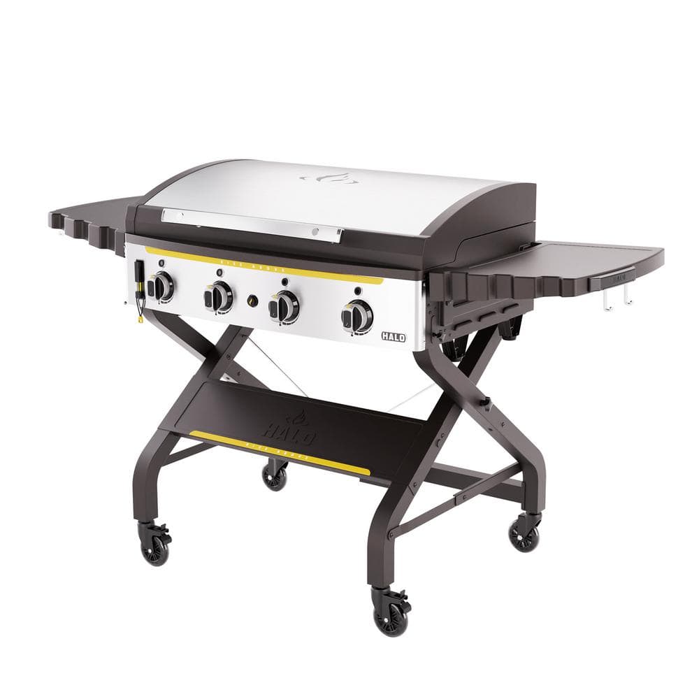 HALO Elite4B 36 in. 4-Burner 8 Zone Outdoor Propane Black Griddle Flat Top Grill
