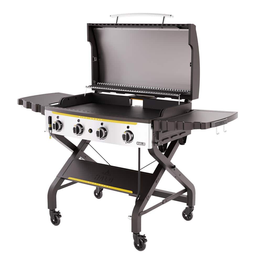 HALO Elite4B 36 in. 4-Burner 8 Zone Outdoor Propane Black Griddle Flat Top Grill