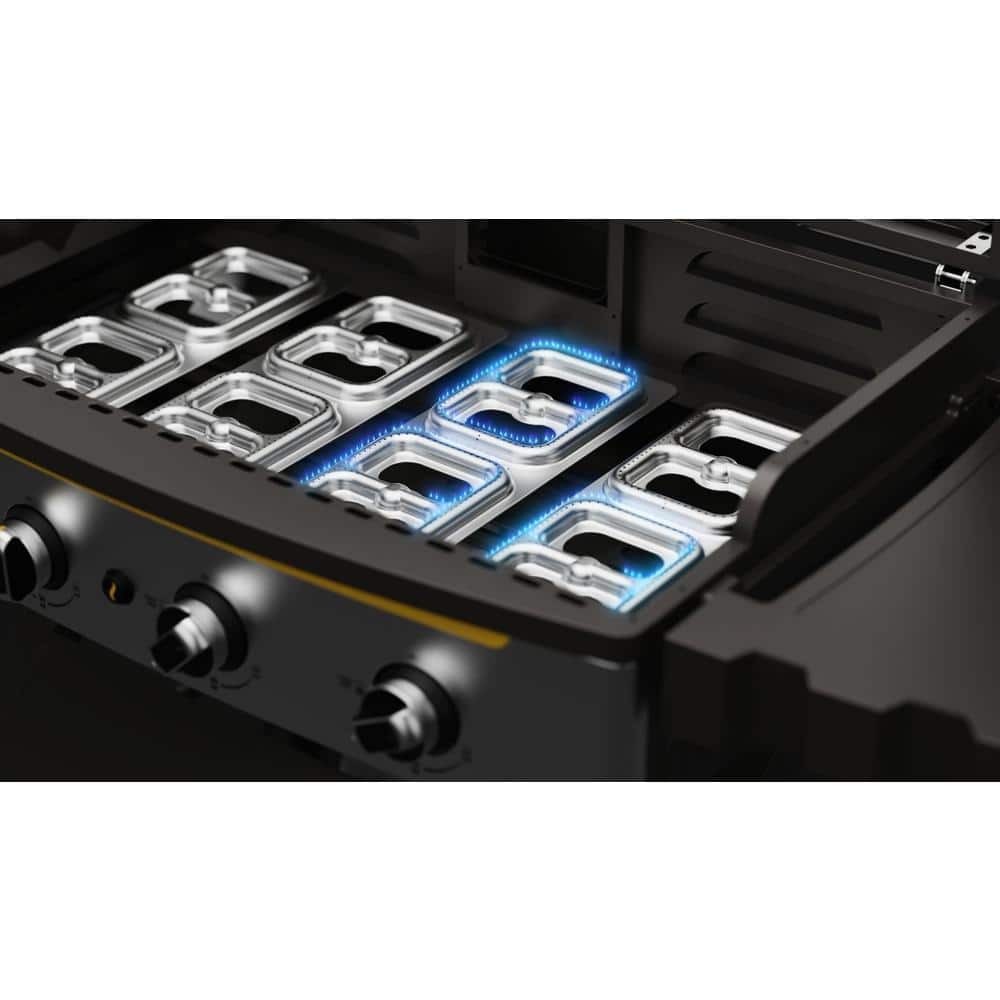 HALO Elite4B 36 in. 4-Burner 8 Zone Outdoor Propane Black Griddle Flat Top Grill