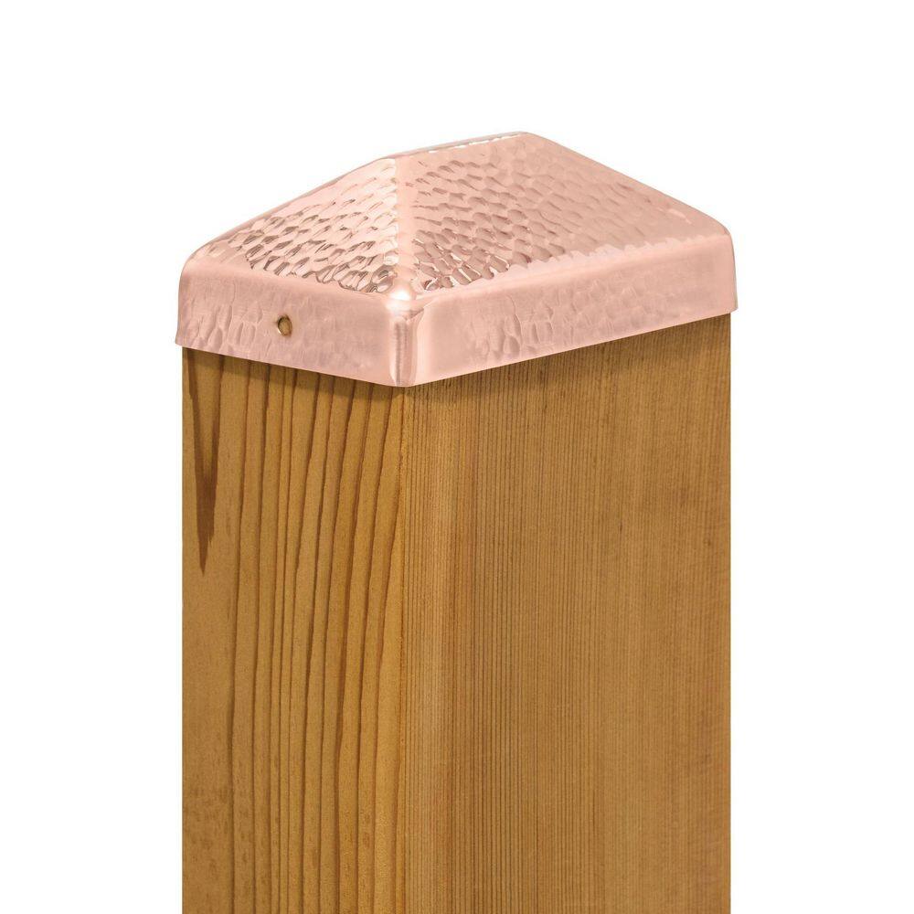 Protectyte 4 in. x 6 in. Hammered Copper Pyramid Slip Over Fence Post Cap