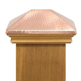 Protectyte Miterless 4 in. x 6 in. Mahogany Wood Flat Slip Over Fence Post Cap with Hammered Copper Pyramid