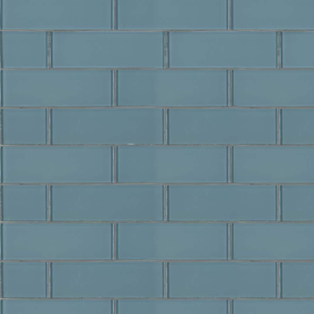 MSI Harbor 3 in. x 9 in. x 8mm Glossy Glass Gray Subway Tile (3.8 sq. ft. / case)