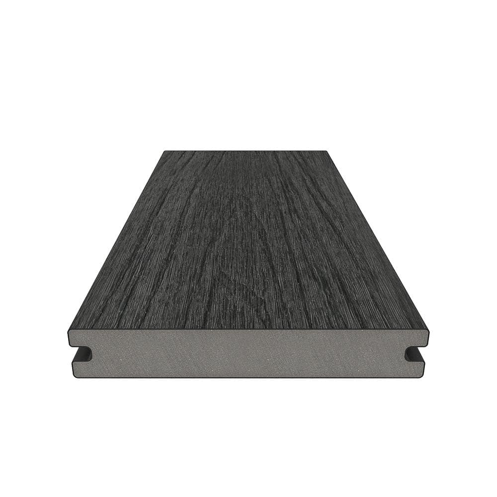 NewTechWood UltraShield Naturale Magellan 1 in. x 6 in. x 8 ft. Hawaiian Charcoal Solid with Groove Composite Decking Board